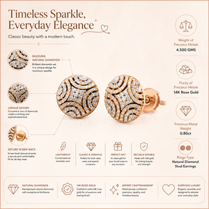 Pendientes de Diamantes Naturales de Nueva Tendencia |   Pendientes Redondos de Oro Sólido de 14K, Diseño Clásico, Joyería Fina de Lujo, Elegantes para Uso Diario - Product Image 5