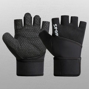 Gants de fitness demi-doigts noirs et bleus en maille respirante avec sangle de poignet réglable antidérapants pour entraînement en salle de sport et musculation unisexe - Product Image 6