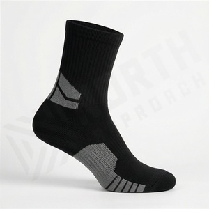 <b>Black</b> Crew <b>Socks</b> Breathable Moisture Wicking Running Athletic <b>Socks</b> for Adults Standard Thickness Knitted Design Solid Color - Product Image 3
