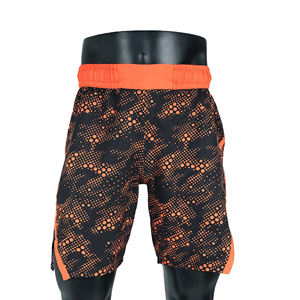 Shorts MMA pour homme, noir et orange à pois, impression par sublimation, séchage rapide, coupe classique, vêtements d'arts martiaux mixtes, taille adulte - Product Image 2