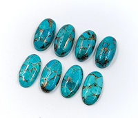 Cabochons ovales en turquoise bleue de qualité supérieure, 12*8 mm, 16*8 mm, pour la fabrication de bijoux naturels, prix de gros, percés directement