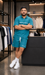 REXFIT SPORTS 2026 Conjunto Deportivo Personalizado para Hombre, Camiseta y Pantalones Cortos de Nailon Color Verde Azulado, Ropa Deportiva para Gimnasio, Fabricante OEM ODM, Traje Deportivo al Por Mayor - Product Image 5