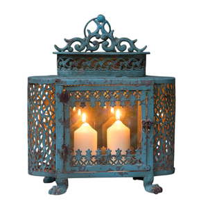 Classic Style Glass Iron <b>Lantern</b> With One Pillar Candle Black Iron Hanging <b>Lantern</b> For Home Decoration Candle Holder Best Price - Product Image 6