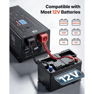 Inverter a Onda Sinusoidale Pura 3000W con Caricabatterie da 12V DC a 120V AC, Display LCD, Telecomando, Bassa Frequenza per Sistemi Elettrici RV - Product Image 4