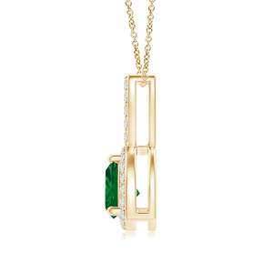 14K <b>Solid</b> <b>Gold</b> Natural Trillion Emerald Halo <b>Pendant</b> With Curved Bale Classic Fine Jewellery Anniversary Gift For Her 2026 - Product Image 2