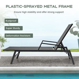 Sdraio Reclinabile da Esterno con Braccioli e Schienale Regolabile in 5 Posizioni, Lettino Prendisole in Rattan - Product Image 6