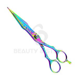 Tijeras Profesionales de Titanio para Cortar el Cabello, Color Morado, con Diseño de Dragón Tallado y Tornillo de Tensión Ajustable Dorado - Product Image 3