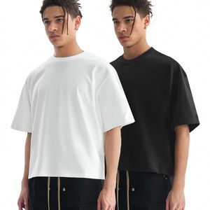 Basic <b>Men's</b> Oversized <b>Cropped</b> T-Shirt 100% Cotton Blank O Neck Eco-Friendly Boxy Style Manufactured by <b>Top</b> Producer - Product Image 5