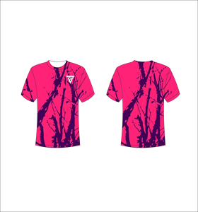 เสื้อยืดแขนสั้นผู้ชายสีชมพูม่วงลายต้นไม้ คอกลม ทรงปกติ แห้งเร็ว ผ้าโพลีเอสเตอร์ถัก สวมใส่สบาย - Product Image 1
