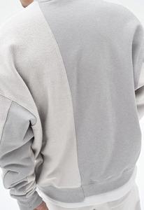 Sweat-shirt surdimensionné à col rond pour homme, couleur unie, style minimaliste, pull en polaire, coupe régulière, blanc, gris, pour l'automne - Product Image 2