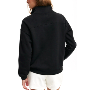 <b>Women's</b> Black <b>Quarter</b> <b>Zip</b> <b>Sweatshirt</b> Long Sleeve Solid Color Stand CollarWomen'<b>s</b> Custom 420gsm Heavyweight Pink Soft Cotton - Product Image 4