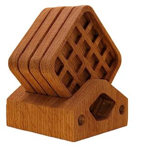 Sous-verres classiques en bois de noyer très vendus avec support, tapis carrés et coussinets écologiques pour la maison, la cuisine et les tables à manger - Product Image 1