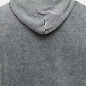 Sweat à capuche unisexe en molleton polyester/coton délavé à l'acide, coupe ample et oversize, anti-plis, pour homme, avec fermeture éclair, poids lourd, haute qualité - Product Image 5