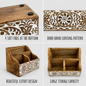 Wooden Office <b>Desk</b> Organizer White Distressed Stationery Holder Pen Marker Art Supply Caddy Farmhouse Desktop Storage Wholesale - Product Image 2