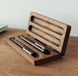 Handmade <b>Creative</b> Acacia wood Pen Case/Box 2 Slots Customised Logo Promotional Pen <b>Gifts</b> Packaging Box With Magnetic Clasp - Product Image 1