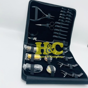 New Hair Extension <b>Tools</b> Commercial Use Stainless Steel Hair Extension <b>Tools</b> Black Pliers Micro Bead Scissors Comb Clip <b>Kit</b> <b>Bag</b> - Product Image 5