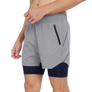 Gran oferta, pantalones cortos para correr para hombre, Fitness, Yoga, ejercicio, Jogging, pantalones cortos transpirables para bicicleta, 2 en 1, ropa de gimnasio, pantalones deportivos de verano - Product Image 1