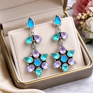 Proveedor Confiable, Pendientes Colgantes de Flor Monalisa, Joyería de Moda Étnica Vintage para Mujer, Chapado en Plata Antigua - Product Image 4