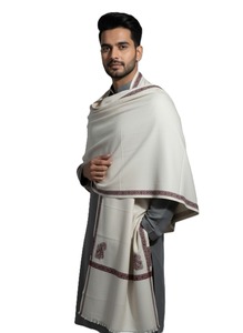 Men's <b>Wool</b> Shawl Long Winter <b>Wrap</b> with Geometric Pattern Embroidered Border Quick-Dry & Breathable for Daily Use - Product Image 5