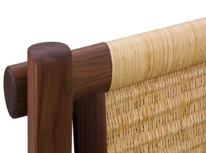 Modern Rattan <b>Headboard</b> <b>Bed</b> Frame Wooden Bedstead Black and Natural Panel <b>Bed</b> for Hotel Home Bedroom - Product Image 4