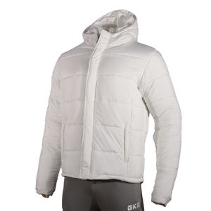 <b>Men's</b> Custom Embroidered Logo <b>White</b> Puffer <b>Jacket</b> Lightweight Warm Duck Down Filled | Winter Outdoor Hooded Puff <b>Jacket</b> - Product Image 1