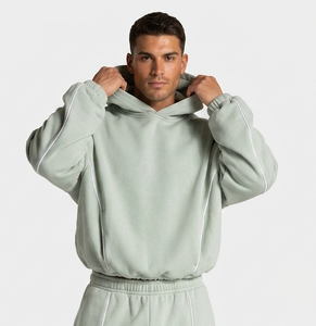 Sudadera con Capucha para Hombre OEM, Diseño de Contraste en Color Pistacho, Estilo Casual, Talla Grande, Sudadera de Felpa Premium - Product Image 1