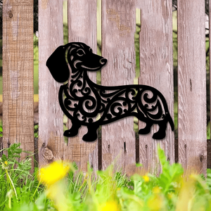 CIFbuy Scultura Moderna da Parete in Ferro per Esterni/Interni, Silhouette di Cane Lungo e Vivace in Metallo Ottone per Giardino e Patio, Servizio di Montaggio Incluso - Product Image 6