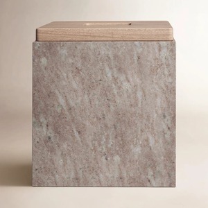 Luxury Pink Stone Facial Tissue Holder <b>Cube</b> With Natural <b>Light</b> Wood Lid Vesuvio Faux Marble Tissue Dispenser Contemporary - Product Image 4