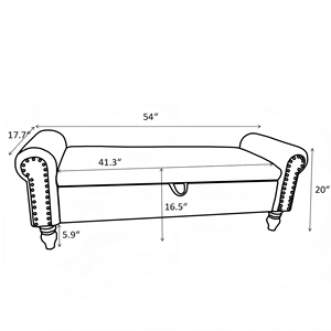 Banc de rangement capitonné avec pieds en bois massif, banc de bout de lit en tissu rembourré - Product Image 3