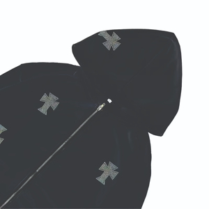 Custom Logo 100% Cotton Breathable Rhinestone <b>Tracksuits</b> for Men Casual Lightweight Warm Winter Wear - Product Image 5