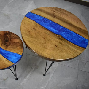 TIMELESS CRAFT Round Resin Coffee <b>Table</b> Handmade Epoxy Resin Craft <b>Sofa</b> <b>Side</b> <b>Table</b> Eco-Friendly Custom Color - Product Image 1