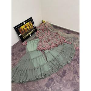 ATTRACTIVE GEORGETTE EMBROIDERY WORK TOP SHARARA WITH DUPATTA PISTA - Product Image 1