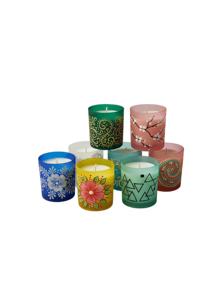Elegant Soy Wax Cylinder Scented Jar with Floral & Artistic Patterns Handmade for Home Decoration Christmas & Weddings - Product Image 1