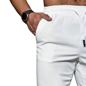 <b>Mens</b> Lightweight Casual Pants <b>Elastic</b> Waist Drawstring Straight Leg Breathable Quick Dry Summer Travel Lounge <b>Trousers</b> White - Product Image 6