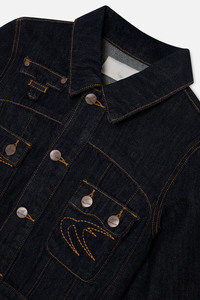Women Light Wash <b>Denim</b> <b>Jacket</b> Regular Fit Button Front Embroidered Casual Eco-Friendly Breathable Autumn Style Solid Color Coat - Product Image 6