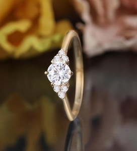 Round Cut Moissanite <b>Ring</b> 925 Sterling <b>Silver</b> Engagement <b>Ring</b> Classic <b>Solitaire</b> Wedding <b>Ring</b> Minimalist Jewelry Gift for Her - Product Image 4
