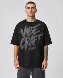 T-shirt noir pour homme Vibe Craft, coupe classique, imprimé lettres sur le devant, style décontracté, manches courtes, col rond, 100% coton respirant - Product Image 5