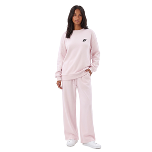 Ensemble sweat-shirt à col rond pour femme, haut à manches longues avec pantalon à jambes larges et cordon de serrage, tenue décontractée en deux pièces - Product Image 1