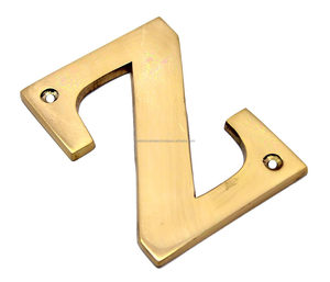 Placa Serif Letter Z de latón macizo pulido con orificios de montaje para dirección de casa y herrajes decorativos - Product Image 5
