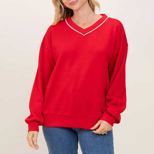 Sweat-shirt en polaire à col en V pour femmes, coupe-vent, écologique, sweat-shirt pour femmes, vente chaude, sweat-shirt pour femmes de haute qualité - Product Image 6