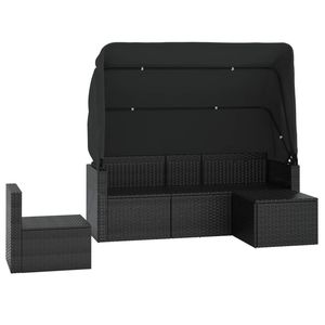 Ensemble de canapé de jardin pliable 3 places en rotin PE noir, mobilier de jardin pliable - Product Image 4