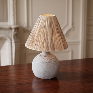 Ceramic <b>Table</b> Lamp With Rattan Cone Shade E27 Base Warm White Light Coastal Style Decorative Bedroom Desk Light - Product Image 3