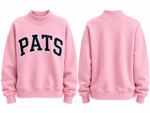 Sweat-shirt en molleton de coton personnalisé à col montant, brodé de haute qualité, coupe oversize à épaules tombantes - Product Image 1