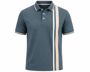 Polo à manches courtes pour homme, design à blocs de couleur, rayé, vert et blanc, tissu Oxford décontracté - Product Image 5