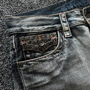 Latest Design New Arrival Customized Distressed High Quality Breathable Unisex Stonewashed Solid 140z Denim Straight Jeans <b>Pants</b> - Product Image 5