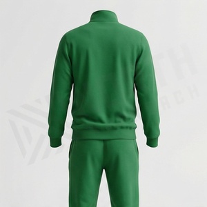 Chándal Verde para Hombre con Cierre Completo, Cuello Alto, Patrón Geométrico, Ropa Deportiva Informal de Poliéster para Otoño - Product Image 2