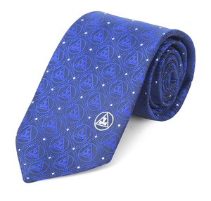 Corbata Masónica Premium Negra y Azul con Logotipo Bordado a Máquina del Capítulo del Arco Real - Product Image 1