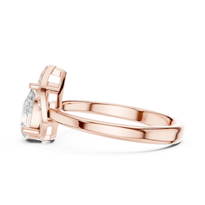 Bague de Fiançailles Solitaire en Moissanite Taille Poire - Finition Or Rose Couleur D VVS1 avec Halo Goutte d'Eau - Bague de Promesse - Product Image 2
