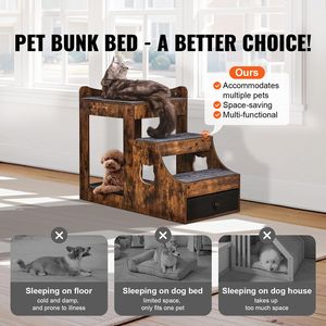 Letto a castello multi-livello rimovibile per animali domestici con scale e contenitore, lettino da finestra per cani/gatti, elegante divano letto per animali domestici - Product Image 2