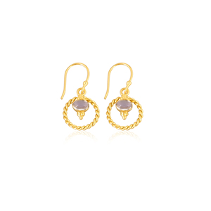 Natural Opalite Oval Shape Gold Plated <b>Hook</b> Gemstone <b>Earrings</b> For Women - Product Image 1